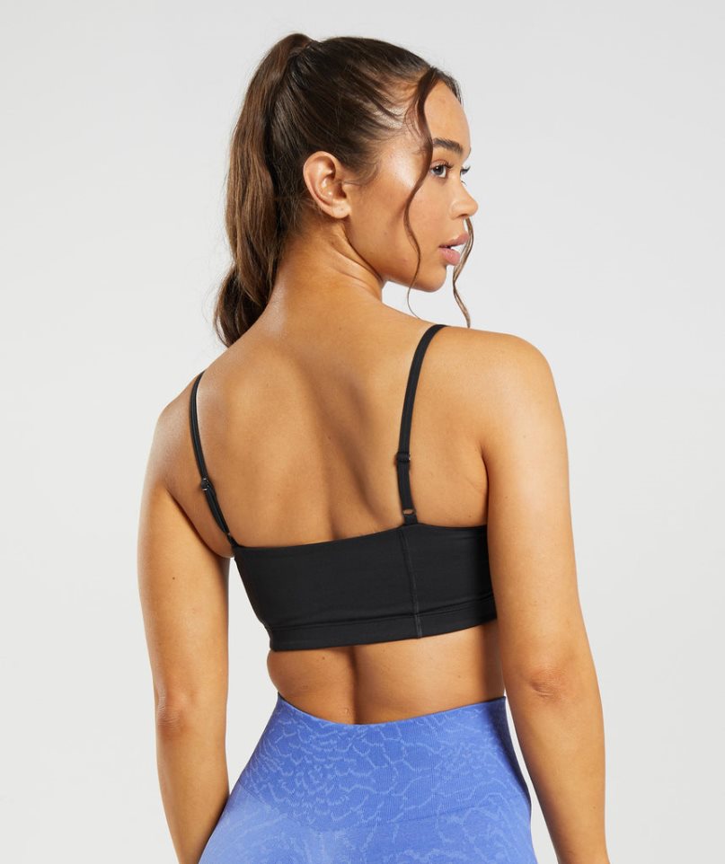 Staniki Sportowe Gymshark Legacy Bandeau Damskie Czarne | PL 549HVN